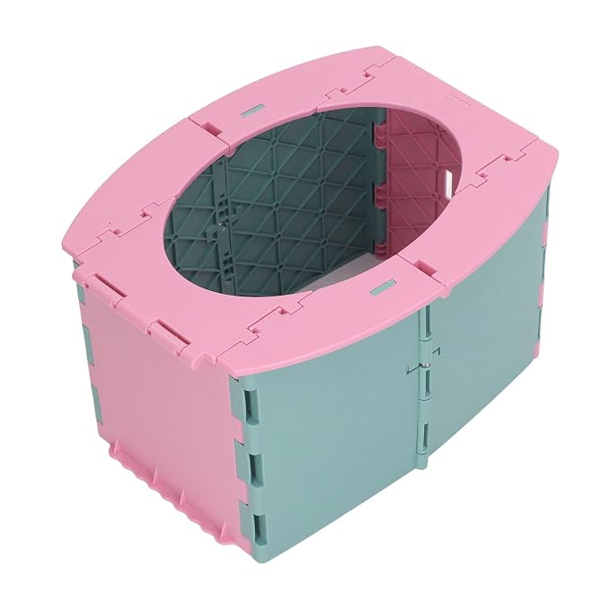 Toddler Potty, Foldable Portable Potty with PP Material, Lightweight Travel with Cleaning Bag and Storage Bag, Quick Setup Baby Toilet for Camping Car Trips Toddlers (Green Pink)