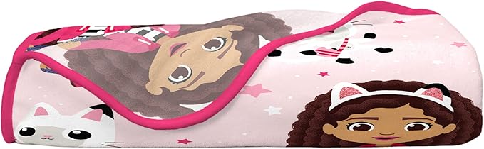 Gabby's Dollhouse Kids Bedding Super Soft Micro Raschel Throw, 46 in x 60 in, (Official DreamWorks Product) by Franco