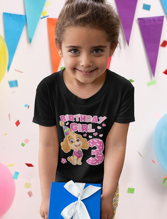 Tstars Skye Birthday Girl 3 Gifts for Three Years Old Bday Paw Patrol Theme Party Toddler Kids Girls Fitted T-Shirt A51144d