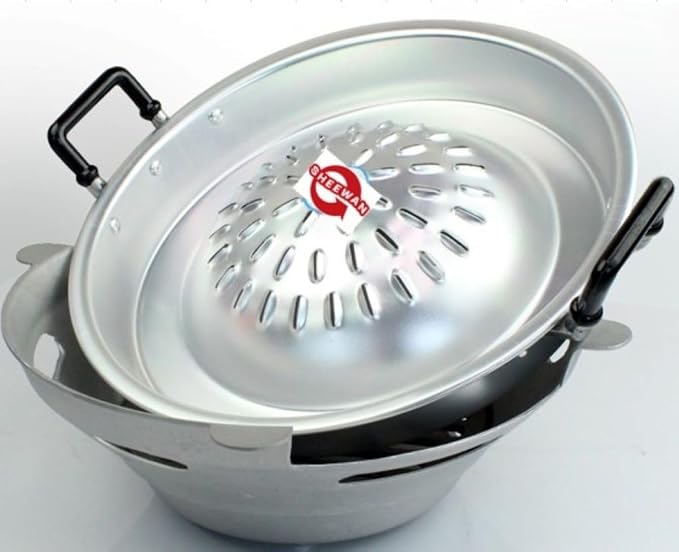 Aluminum Thai Korean Charcoal Barbecue Stove + BBQ Grill Topper 30 cm 12"