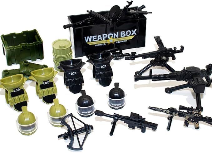 200+ Pcs Military Weapon Pack Accessories Kits Toys, Swat Team Building Block Toys, Military Soldier Style Weapon Sets, Army Equipment Gear Sets, Accessories Compatible with Major Mini figure
