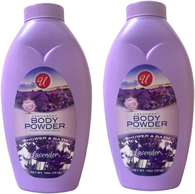 Absorbent Body Powder Pure Cornstarch Lavender Shower & Bath 10 oz. (2 Pack)