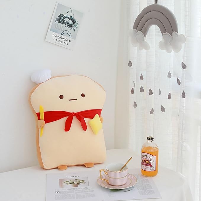 Toast Bread Pillow Funny Food Plush Toy Pillows Small Cute Stuffed Plush Sofa Pillow (Toast, Brown)