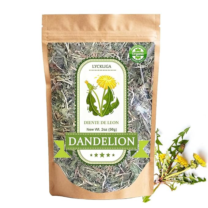 Dandelion Leaf & Root Loose Leaf Tea –Diente de Leon (Whole Dandelion) for Digestive Support & Detox, 2 oz (56g), 100% Natural Taraxacum, Vegan, Non-GMO, Caffeine-Free