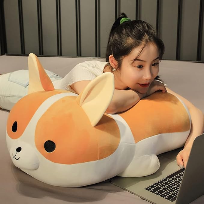 Plush Corgi Dog Shiba Inu Dog Plush Pillow Stuffed Animal Kids Plush Toy Pillow (Corgi, 80cm/31.4in)