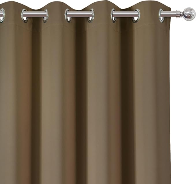 LEMOMO Brown Blackout Curtains 66 x 63 Inch Length/Set of 2 Curtain Panels/Thermal Insulated Room Darkening Blackout Curtains for Bedroom