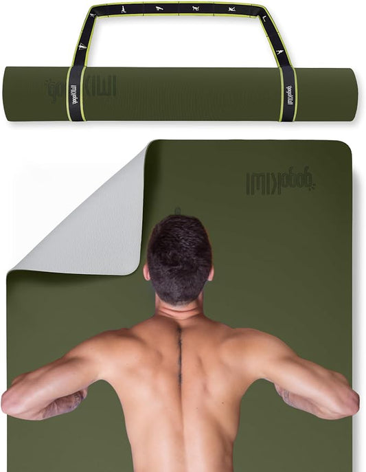 Gogokiwi Extra Wide Yoga Mat for Men Women (72"L x 36"W) Non Slip Fitness & Exercise Mat with Alignment Marks for Yoga, Pilates, Floor Workouts