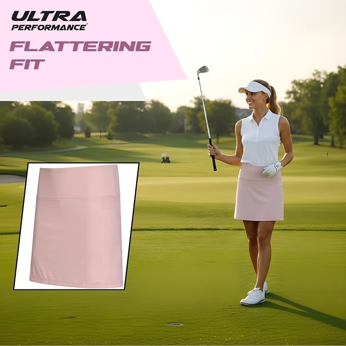 Ultra Performance Womens Golf Skirt 2 Pack Women’s Tennis Skort with Compression Liner Athletic Skirts for Women with Pockets