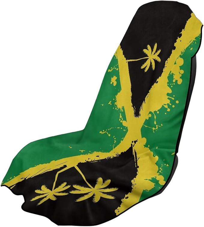 INSTANTARTS Jamaican Flag Coconut Tree Car Seat Towel Cover Yoga Towel Car Seat Cover