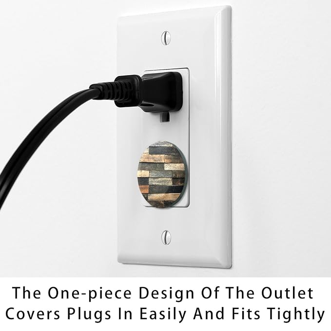 Dark Grey Wooden (1) Outlet Covers Baby Proofing Safe & Secure Electric Plug Protectors | Socket Covers for Home & Office