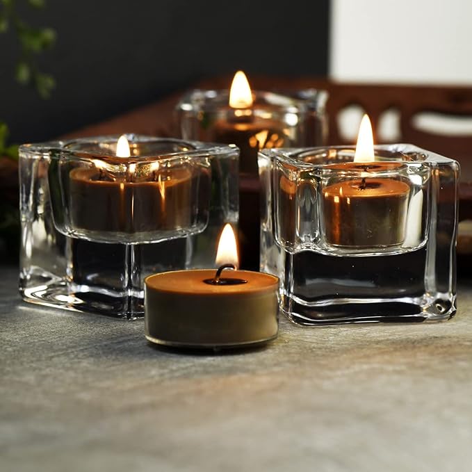 DEYBBY Scented Tealight Candles, Long Lasting Soywax Tea Candle Used for All of Holders|Clear Cup|12 Counts|Up to 4 Hour Burn Time|Coffee