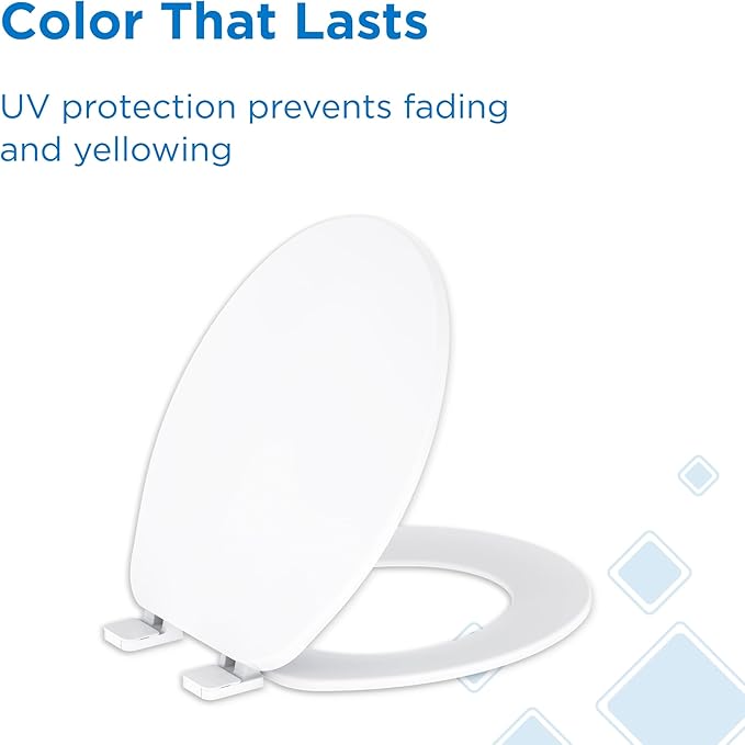 Gerber Round Front Toilet Seat with Cover, Standard Close, Quick & Easy Install, Heavy-Duty Plastic, Durable & Fade-Resistant, White GC55012043