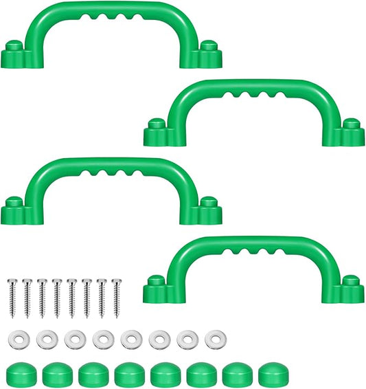 TOPNEW 4Pcs Kids Playground Safety Handles -Swing Set & Climbing Frame Hand Grips, Multi-Color Plastic Grab Bars for Outdoor Playhouse, Jungle Gym, Climbing Frame (Green)