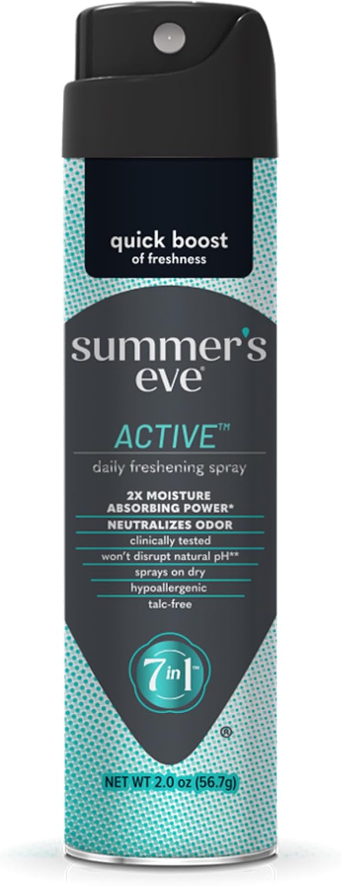 Summer's Eve Active Daily Feminine Spray with Talc-Free, Odor-Neutralizing and Sweat-Absorbing Formula, 2 Oz