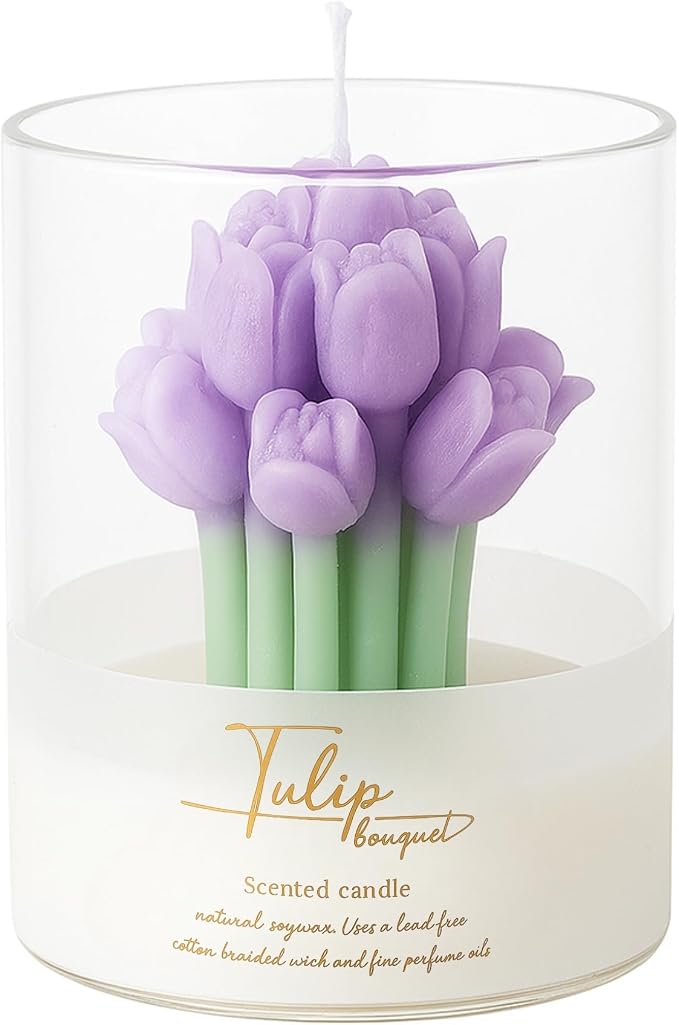 Lavender Flower Shape Scented Soy Candles | Relaxing Aromatherapy Candle | Housewarming Gift for Women & Men | Warm & Decorative Soy Wax Blend | 100% Natural Soy Wax