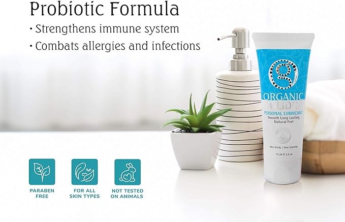 Organic Glide Natural Personal Lubricant, Probiotic Edible Lube. Parabens, Glycerin, Flavorings Free - for Men Women and Couples. Best for Menopause and Sensitive Skin (3 Pack)