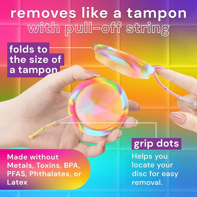 Bodyotics Reusable Menstrual Disc - 2 Pack (S & L), Proud | Leak-Proof Alternative to Cups, Tampons & Pads for Light or Heavy Flow; Body-Safe Silicone with 12 Hour Wear