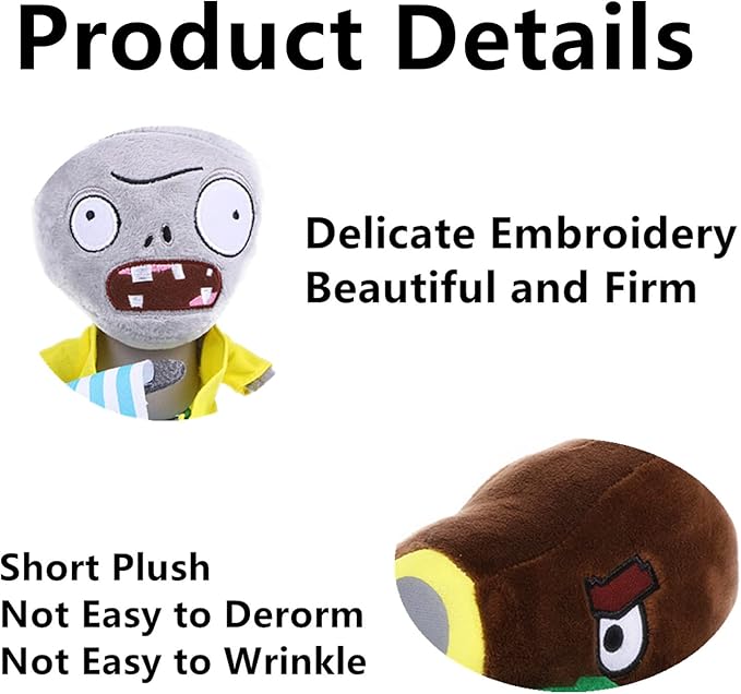 JHESAO 3 PCS Lettuce Plants and Zombies Plush Banner Zombies Toys PVZ Plush 1 2 Stuffed Soft Doll Coconut Cannon Plant Toy New