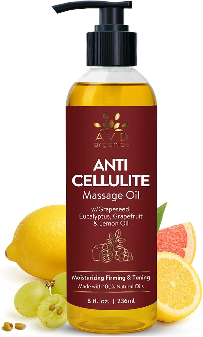 AVD Organics AntiCellulite Massage Oil 236 ml | Elevate Your Massage Rituals with This Oil Offering Deep Skin Nourishment and a Soothing Aromatic Touch| 8 fl.oz