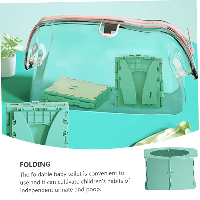 BESPORTBLE 1Pc Portable Folding Toilet Travel Potty Training Seat Foldable Design for Home Car Use Sturdy PP Material in Bright Green for Potty Training