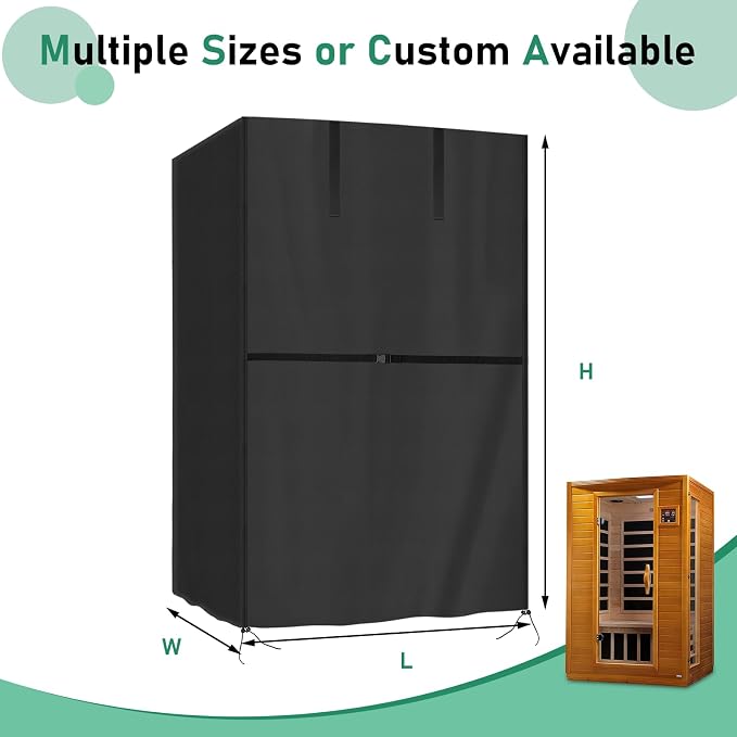 Outdoor Sauna Cover, Heavy Duty Waterproof Sauna‘s Cover for Dynamic Barcelona Wood Infrared Home Sauna,(Black) (59" Lx54''Wx75''H)