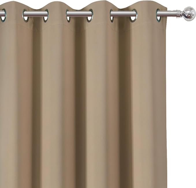 LEMOMO Natural Thermal Blackout Curtains/52 x 72 Inch/Set of 2 Panels Room Darkening Curtains for Bedroom