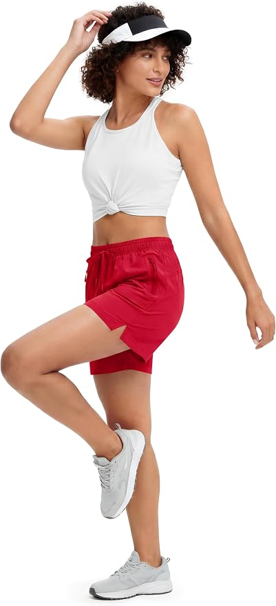 MAGCOMSEN Women's 5" Hiking Shorts UPF 50+ Quick Dry Lightweight Athletic Running Golf Summer Casual Shorts with Pockets