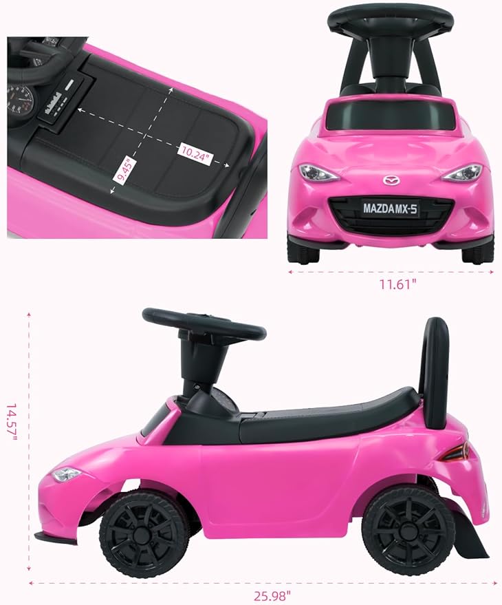 HEIMILI Kids Push Car,Foot-on-Floor Toy, Ride-On Toy with Anti-Slip Wheels, Bumper Guards for Fun & Safety (Pink)