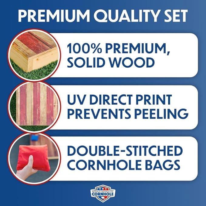 World Series of Cornhole Regulation Size Cornhole Boards - Lightweight & Durable All-Wood Construction | Backyard Bean Bag Toss Set | Outdoor Game for Tailgates & BBQs