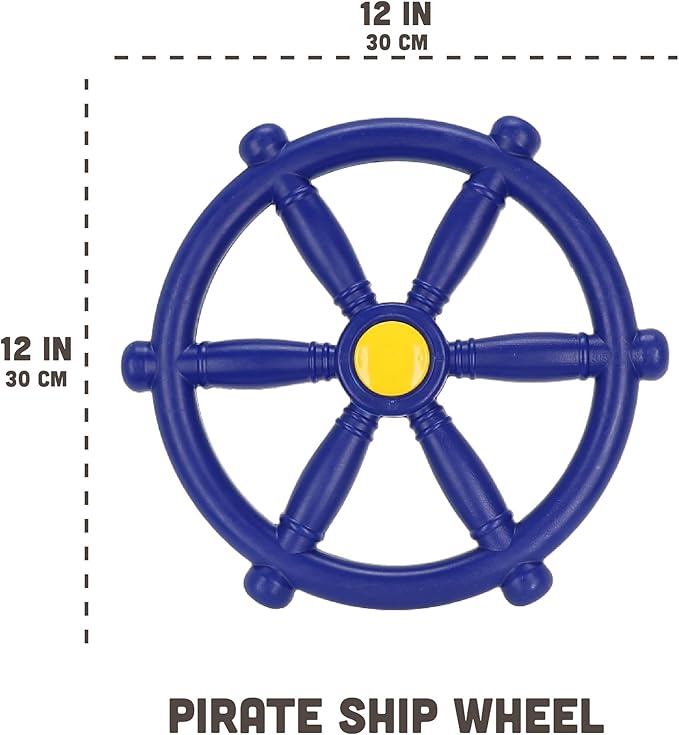 Squirrel Products Pirate Wheel 12" with Mounting Hardware, Made of Durable Weather-Resistant Plastic, for Kids Playgrounds - Blue