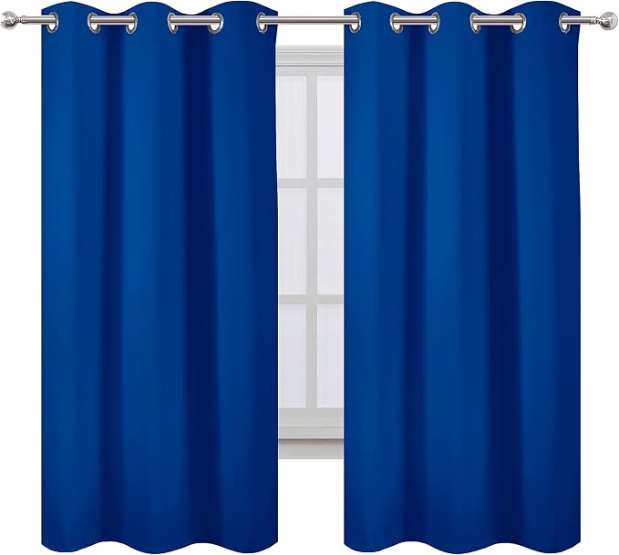 LEMOMO Royal Blue Thermal Blackout Curtains/42 x 72 Inch/Set of 2 Panels Room Darkening Curtains for Bedroom