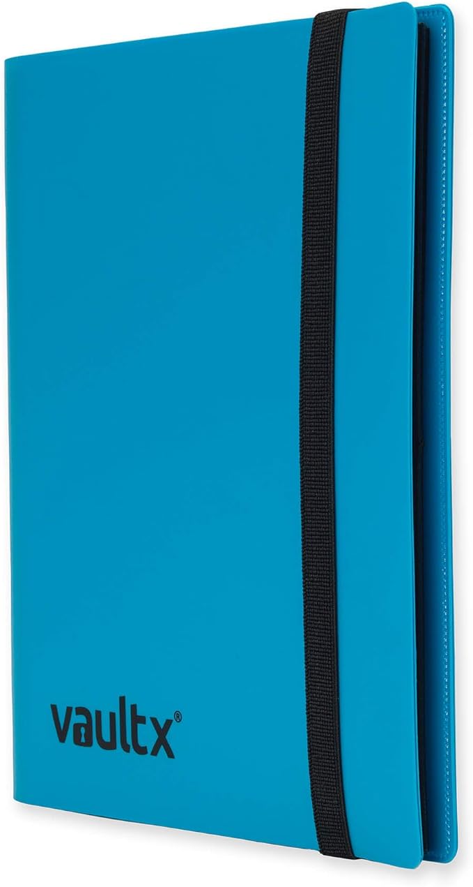 Vault X 4 Pocket Standard Strap Binder, Holds 160 Trading Cards in 20 Side-Loading Pages (Blue)