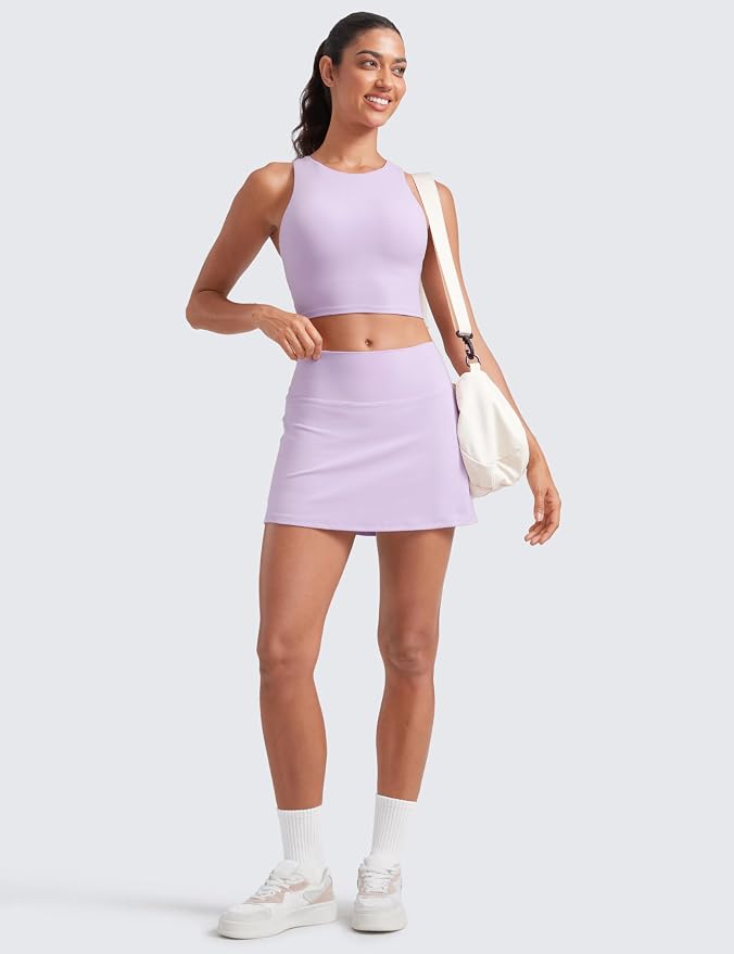 CRZ YOGA Butterluxe High Waisted Tennis Skirts | Built-in Shorts with Pockets, Extremely Soft, Casual, A Line, Stretchy, Mini, Skort for Women