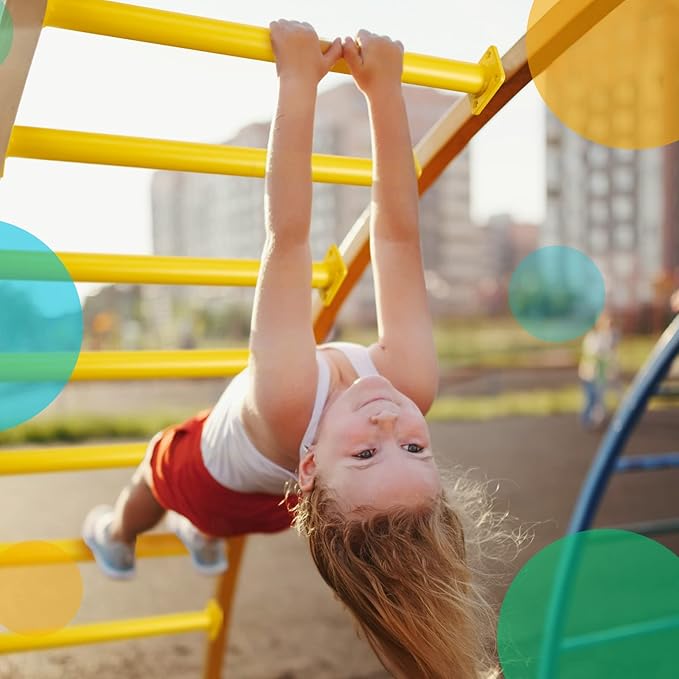 Dunzy 12 Pack Monkey Bars Swing Set Accessories Rods Playset Ladder Rungs Hardware Kit Steel Monkey Bar with Screws for Backyard Playground Equipment Mounting Plates(16.5 Inch,Yellow)
