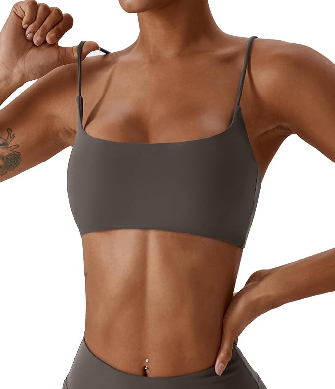 Comper Women's Sports Bras Wirefree Racerback Workout Bras Sexy Thin Straps Yoga Sport Bras with Removable Pads