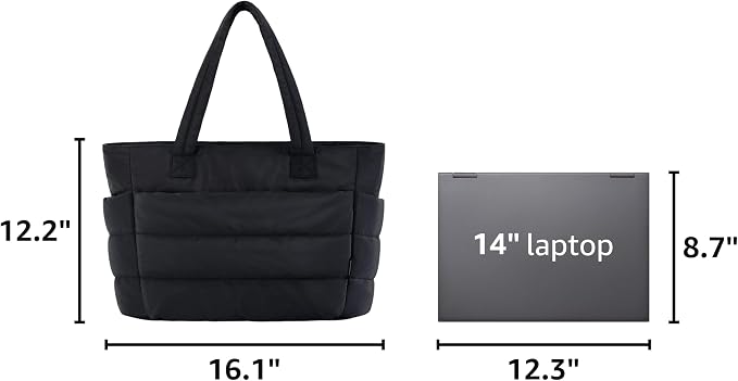 BAGSMART Tote Bag for Women, Lightweight Puffy Tote Bag with Compartments Shoulder Bag Handbag for Travel, Work, Gym | Lightweight