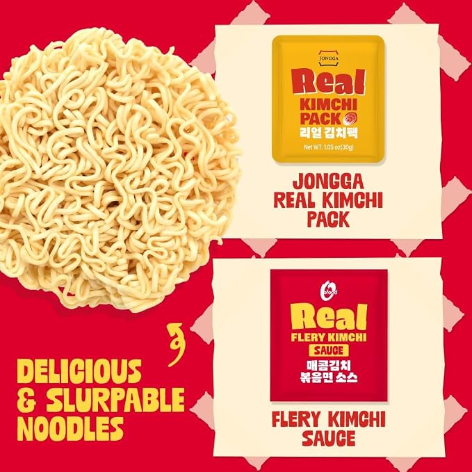 Premium X-LARGE Cup Noodles Real Kimchi Ramen [STIR FRIED KIMCHI | 4.9oz | 6 CUPS per Pack] – Healthy, Bold & Tangy | Korean Spicy Noodle Soup | non-GMO ingredients | No Trans Fat | Easy to Cook Meal or Snack - O’food