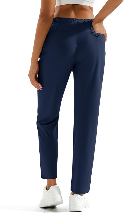 MAGCOMSEN Women's Hiking Pants Lightweight Quick Dry UPF 50 Water Resistant Elastic Waist Golf Travel Pants Zip Pockets