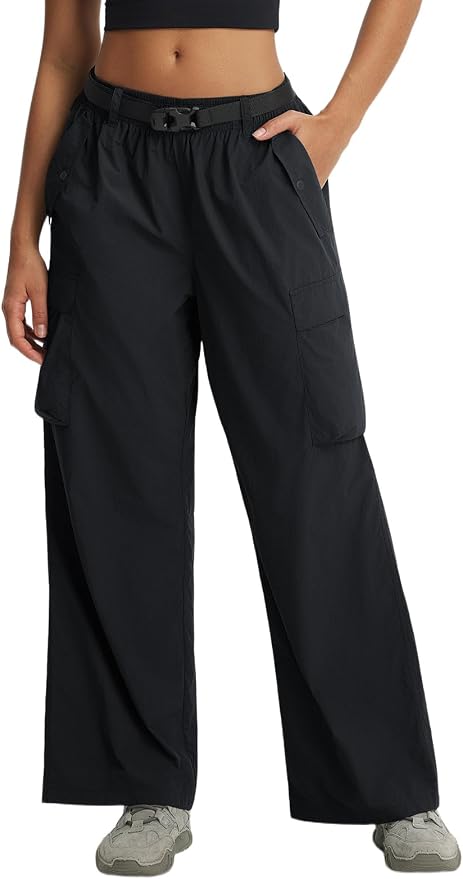 baleaf Women's Lightweight Hiking Pants Quick Dry Wide Leg Outdoor Pants for Women Travel Cargo Pants with Pockets