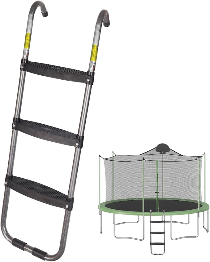 Trampoline Ladder 2/3 Steps, Trampoline Steps with Wide Steps, Skid-Proof Steps Universal Hook, UV Treated Steel, 14FT Trampoline Stairs Accessories for Kids/Children, 220Lbs Capacity