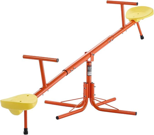 VEVOR Seesaw Teeter Totter for Kids Outdoor, 100 lbs Load Capacity per Seat, Sit and Spin Teeter Totter with 4-Prong Support Legs, Playground Equipment with Swiveling 360 Degrees Rotating for Aged 3+