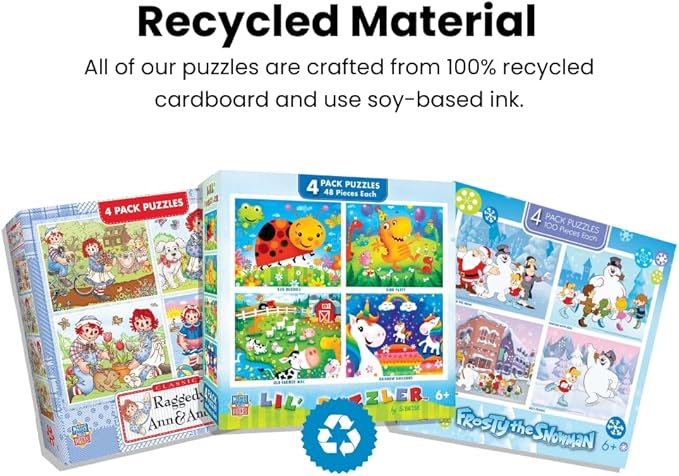 MasterPieces – Jigsaw Puzzle Set for Kids 6+ Years, 4-Pack of 100 Pieces, Educational and Fun Game, Silly Animals Collection, Gift Idea for Children, 8" x 10"