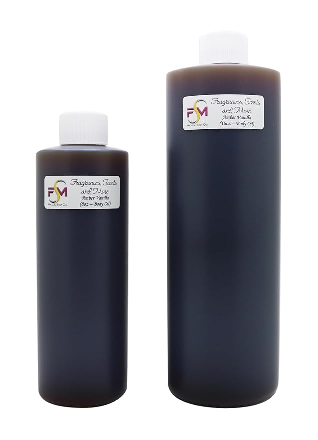 Amber Vanilla Perfume/Body Oil - 8 Fl Oz Plastic Bottle (240ml)