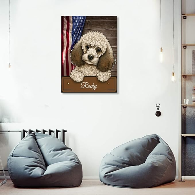 Custom Wooden Jigsaw Puzzles with Your Dog's Name on Poodle Art Print - 300 500 1000PCS Puzzles Game and Home Wall Decor