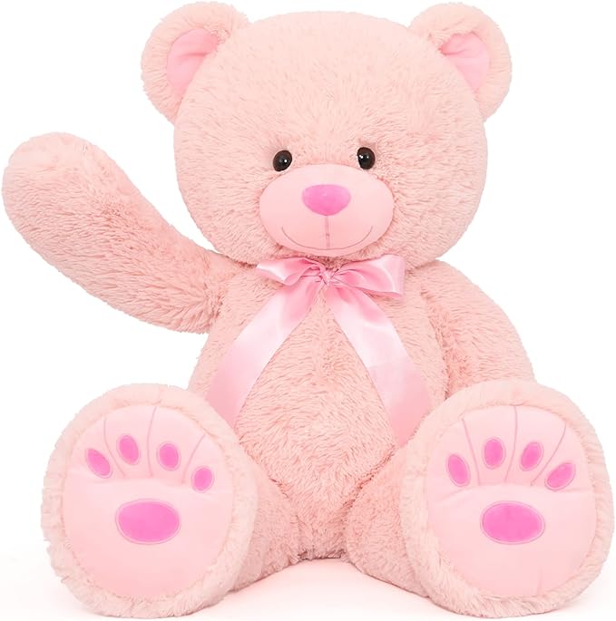 MorisMos Giant Teddy Bear Stuffed Animal 36in, Big Teddy Bear Pink, Large Teddy Bear Cuddly Soft for Baby Shower, Boys, Girls