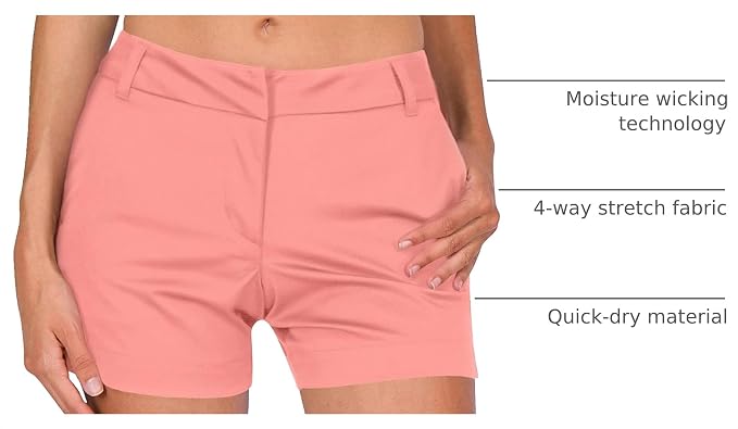 Three Sixty Six Womens Golf Shorts 4 ½ Inch Inseam - Quick Dry Active Shorts with Pockets, Athletic and Breathable