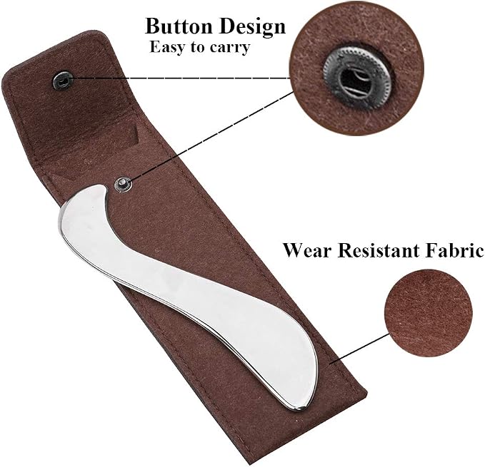FeelFree Sport Stainless Steel Guasha Scraping Massage Tool-Muscle Scraper Tool for Soft Tissue, Physical Therapy for Back, Legs, Arms, Neck, Shoulder (A)