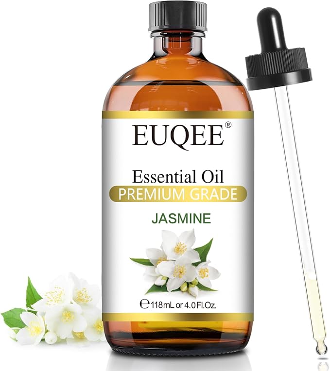 EUQEE Jasmine Essential Oil 118ml Premium Jasmine Oil for Aromatherapy, Diffuser, DIY Soap, Candle Making - 4Fl Oz