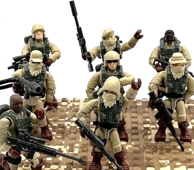 Special Forces Mini Military Action Figure with Weapons and Accessories Building Blocks Playset, 8 PCS 1:36 Scale Army Men Figure, Multiple Movable Joints, Best Gift for Kids 8 9 10