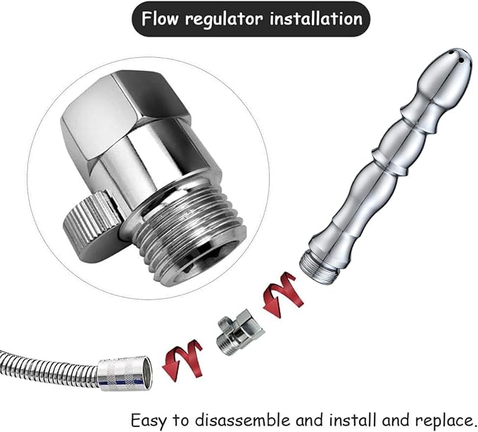 Shower Douche Cleansing System, 7 Holes Deep Shower Douche Cleaning System Kit, Regulator and 59 inch Hose